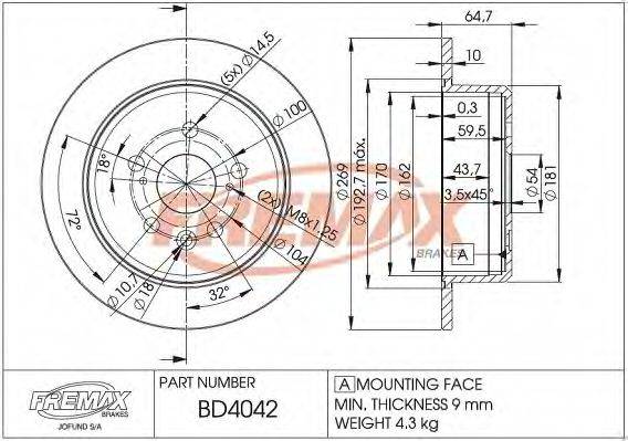 FREMAX BD4042 гальмівний диск