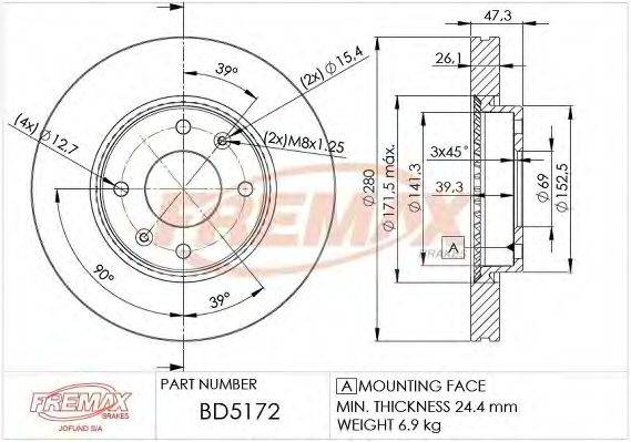 FREMAX BD5172 гальмівний диск