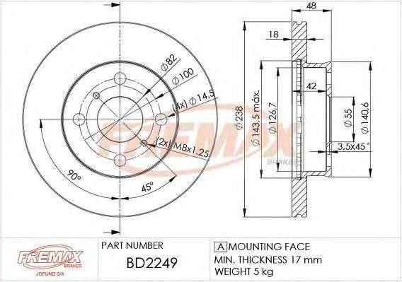 FREMAX BD2249 гальмівний диск