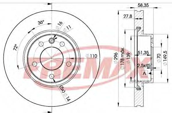 FREMAX BD1134 гальмівний диск