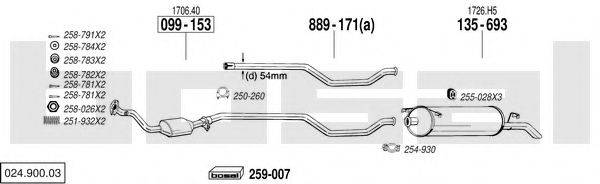 BOSAL 02490003 Система випуску ОГ