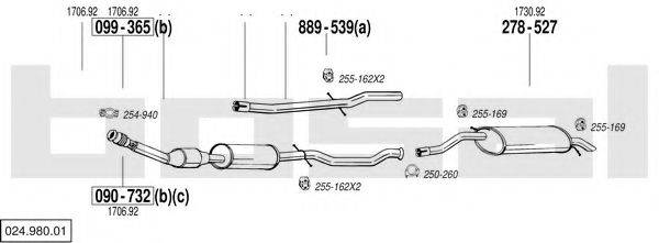 BOSAL 02498001 Система випуску ОГ