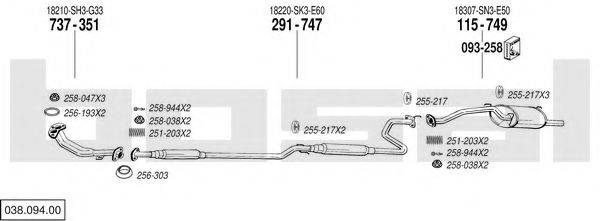 BOSAL 03809400 Система випуску ОГ