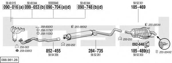 BOSAL 08898128 Система випуску ОГ