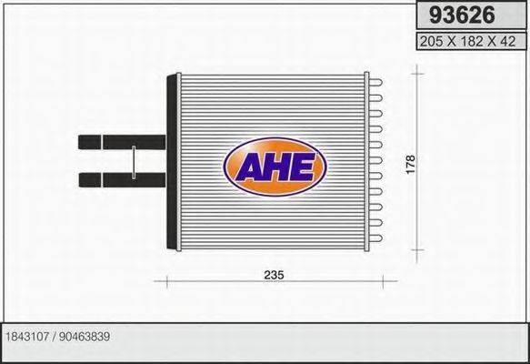 AHE 93626 Теплообмінник, опалення салону