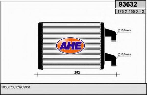 AHE 93632 Теплообмінник, опалення салону