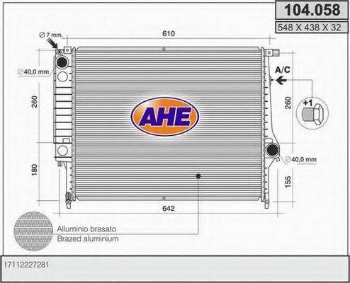 AHE 104058 Радіатор, охолодження двигуна