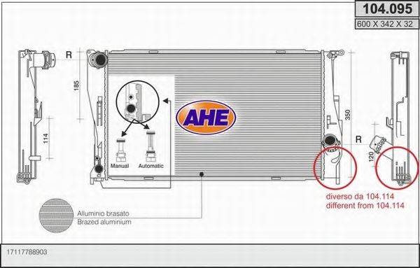 AHE 104095 Радіатор, охолодження двигуна