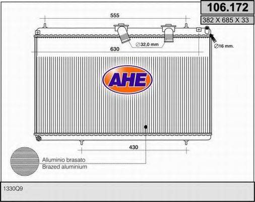 AHE 106172 Радіатор, охолодження двигуна