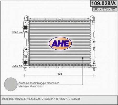 AHE 109028A Радіатор, охолодження двигуна