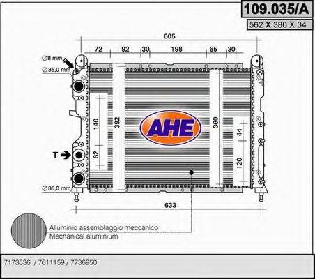 AHE 109035A Радіатор, охолодження двигуна