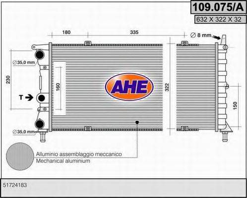 AHE 109075A Радіатор, охолодження двигуна