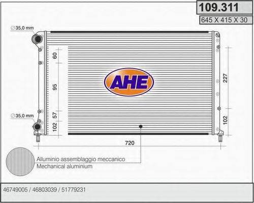 AHE 109311 Радіатор, охолодження двигуна