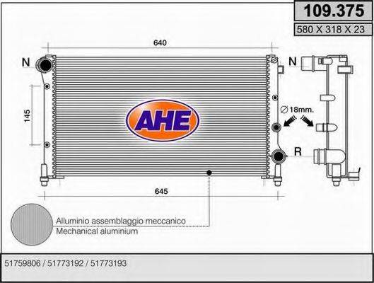 AHE 109375 Радіатор, охолодження двигуна