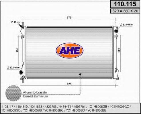 AHE 110115 Радіатор, охолодження двигуна