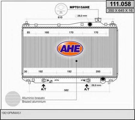 AHE 111058 Радіатор, охолодження двигуна