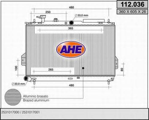 AHE 112036 Радіатор, охолодження двигуна