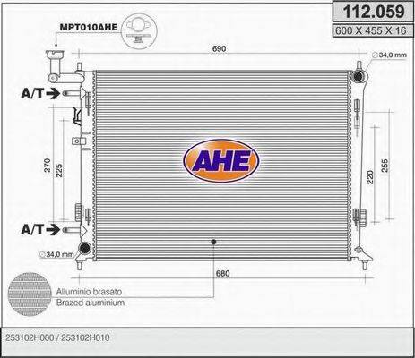 AHE 112059 Радіатор, охолодження двигуна