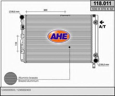 AHE 118011 Радіатор, охолодження двигуна