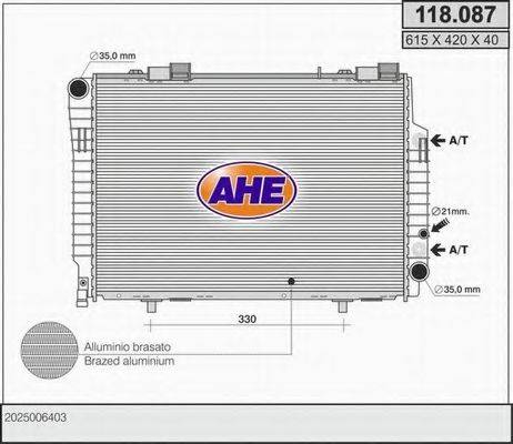 AHE 118087 Радіатор, охолодження двигуна