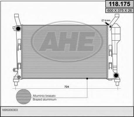 AHE 118175 Радіатор, охолодження двигуна