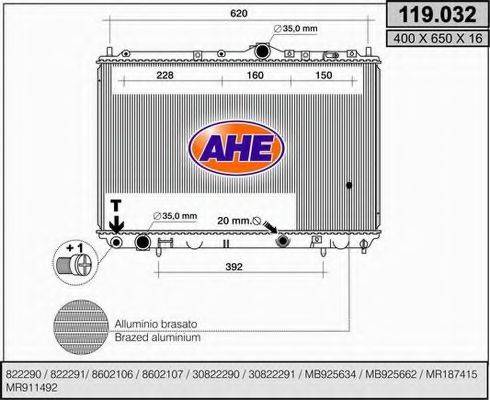 AHE 119032 Радіатор, охолодження двигуна