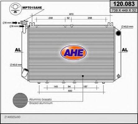 AHE 120083 Радіатор, охолодження двигуна