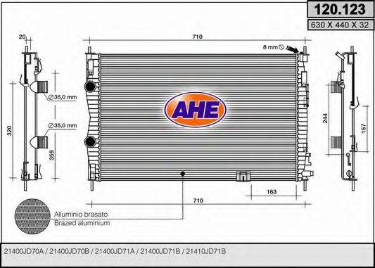 AHE 120123 Радіатор, охолодження двигуна