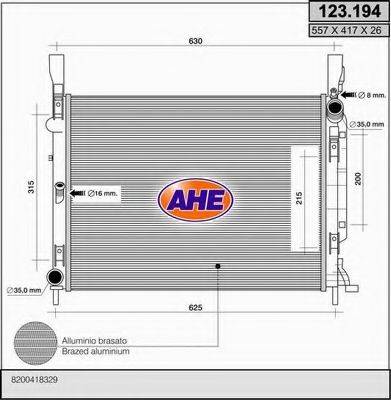 AHE 123194 Радіатор, охолодження двигуна