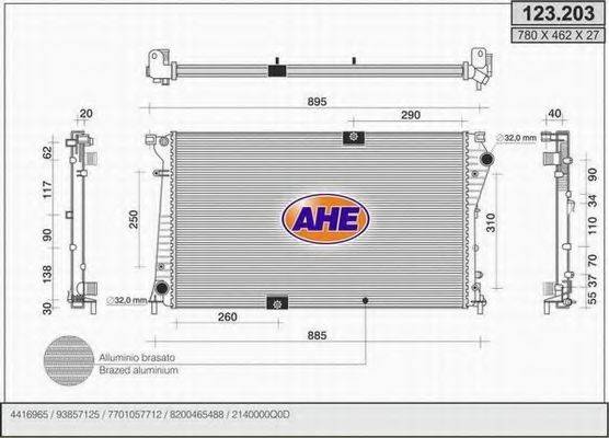 AHE 123203 Радіатор, охолодження двигуна