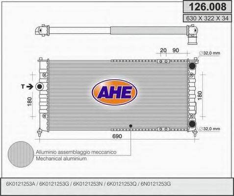 AHE 126008 Радіатор, охолодження двигуна