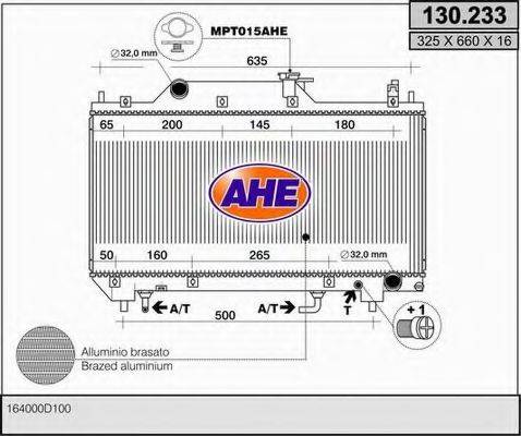 AHE 130233 Радіатор, охолодження двигуна