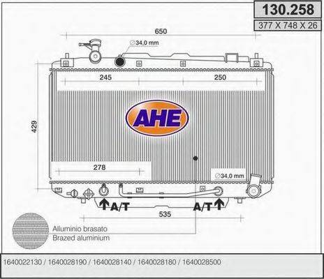 AHE 130258 Радіатор, охолодження двигуна