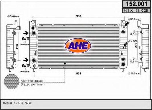 AHE 152001 Радіатор, охолодження двигуна