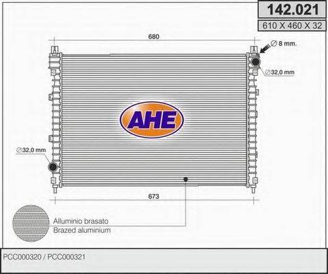 AHE 142021 Радіатор, охолодження двигуна