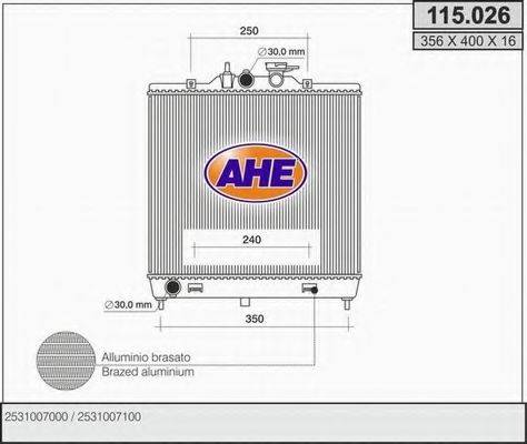 AHE 115026 Радіатор, охолодження двигуна