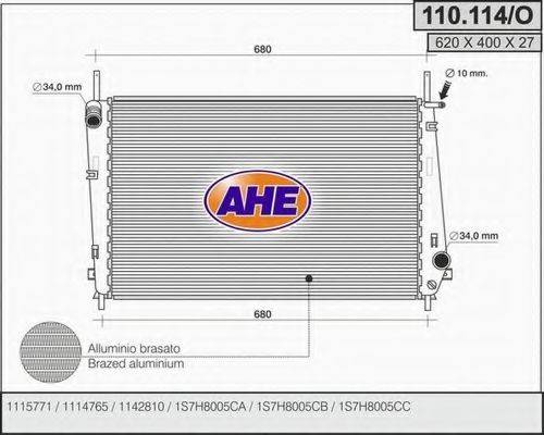 AHE 110114O Радіатор, охолодження двигуна