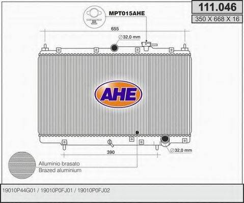 AHE 111046 Радіатор, охолодження двигуна