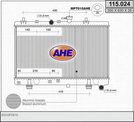 AHE 115024 Радіатор, охолодження двигуна