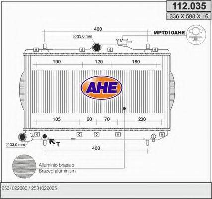 AHE 112035 Радіатор, охолодження двигуна