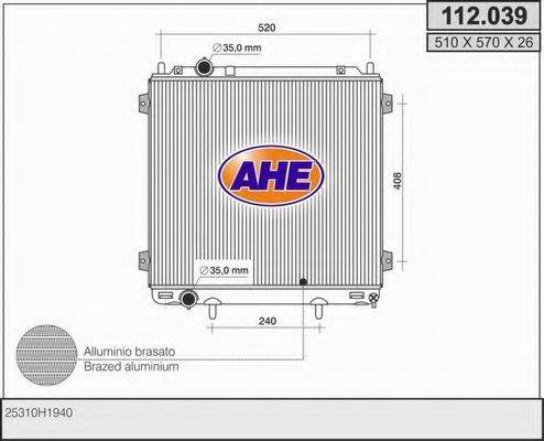 AHE 112039 Радіатор, охолодження двигуна