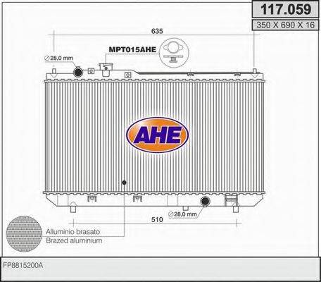 AHE 117059 Радіатор, охолодження двигуна