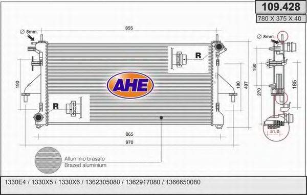 AHE 109428 Радіатор, охолодження двигуна