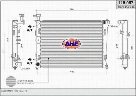 AHE 115057 Радіатор, охолодження двигуна