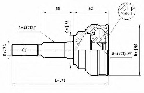 STATIM C252 Шарнірний комплект, приводний вал