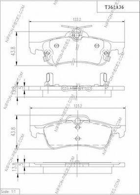 NPS T361A36 Комплект гальмівних колодок, дискове гальмо