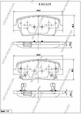 NPS K361A10 Комплект гальмівних колодок, дискове гальмо