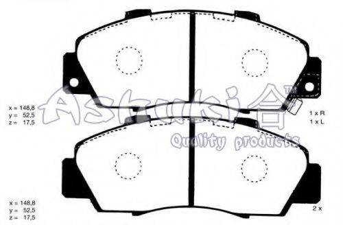 ASHUKI H02542A Комплект гальмівних колодок, дискове гальмо