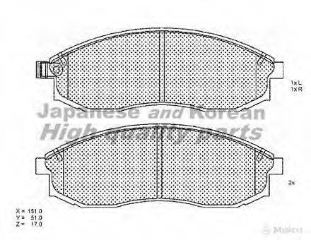 ASHUKI N00964 Комплект гальмівних колодок, дискове гальмо