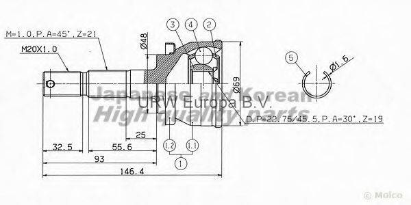 ASHUKI NI710 Шарнірний комплект, приводний вал